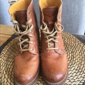 Frye Sabrina Saddle Leather Lace Boots - Size 7.5